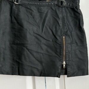 Free People Faux Leather Midnight Magic Mini Skirt, black, size 8